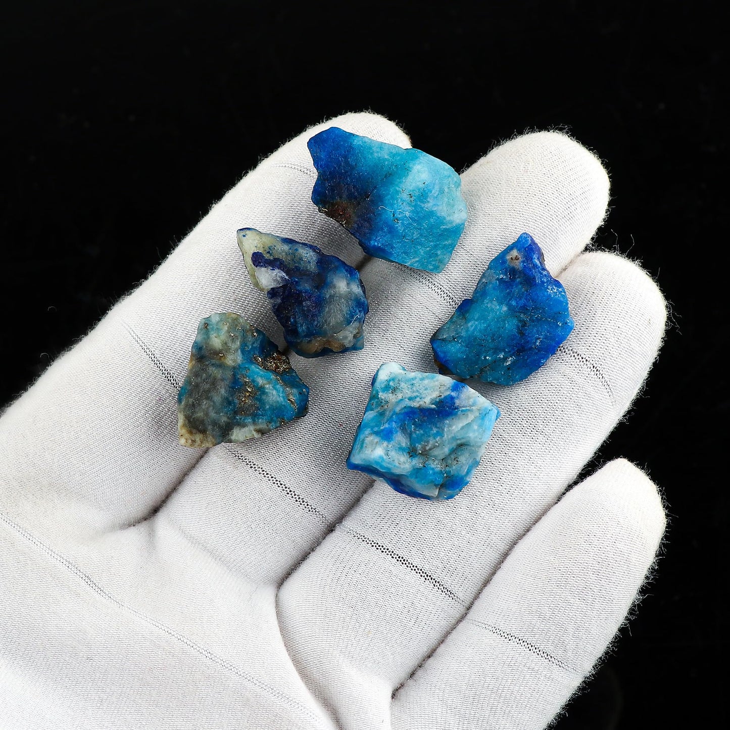 CRYSTALIS 5pcs Copper Afghanite, Natural Loose Gemstone, Wholesale Bulk Rough Jewelry Making Supply, UV Reactive, Chakra & Healing Raw Stones, Wire Wrapping, DIY, Gem Collection