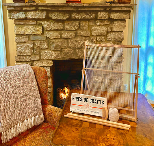 Fireside Crafts Solid Wood Table-top Weaving Loom, 25.2" H x 19.3" W Extra Large Frame, Solid Maple with Sturdy Metal fastenings, Comb, Shuttle, Hanging Rod, Weaving Loom for Aspiring hobbyists.