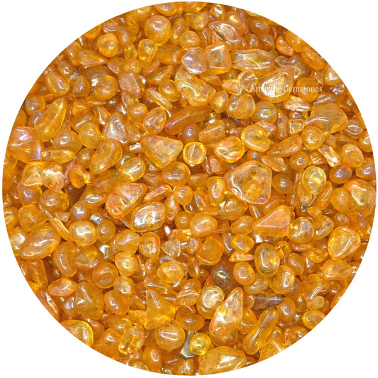 Amazing Gemstone Tangerine Aura Quartz Crystal Chips Aquarium Gravel Rocks - Aura Quartz Chips Bulk Fish Tank Gravel, Small Tumbled Stone Chips and Tiny Crystals for Decoration (1000+ Carat Chips)