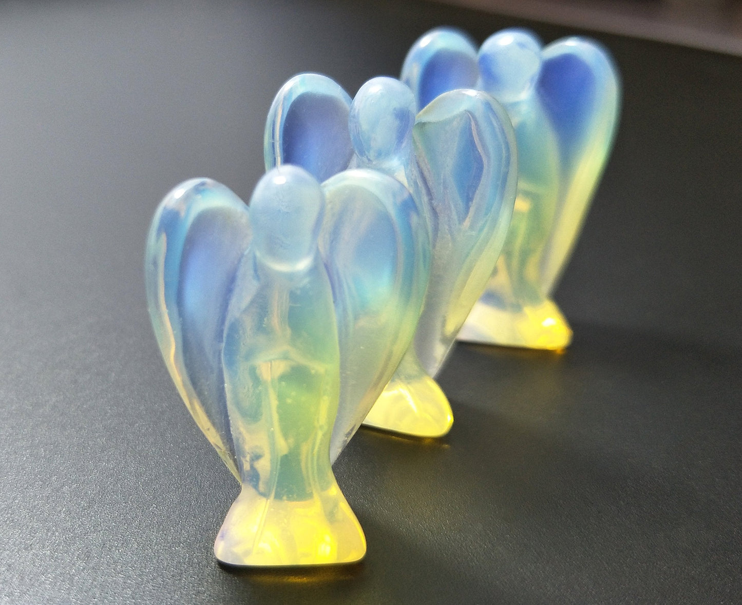 Mina Heal Prayer Angels Guardian Angels Made Opalite Stones, Pocket Size, Free Standing