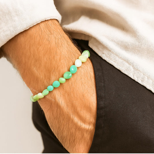 Amazing Gemstone Amazonite Bracelet for Women Men's Gifts - Chakra Protection Mens Bracelet - Amazonite Crystal Tumbled Stone Bracelet Gemstone Beaded Bracelet Pulseras Para Hombres Mujer Christmas
