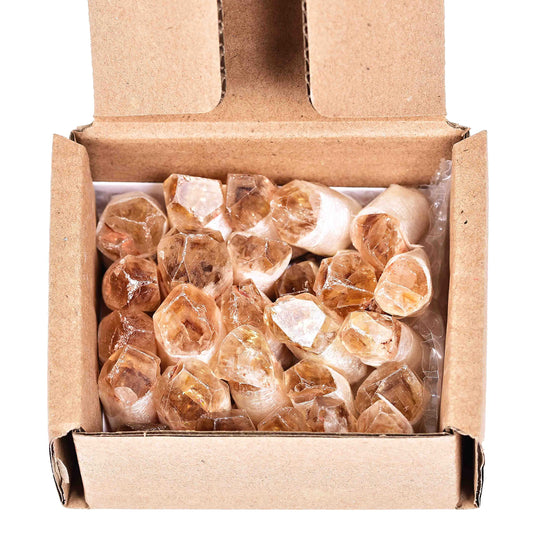 JIC Gem 24-30Pcs 0.4-0.5 Lbs Bulk Citrine Healing Crystals Rough Stones,raw Citrine Point Bulk,Citrine Chips raw Crystals Bulk for Reiki Healing, Witchcraft, Tumbling, Fountain Rocks 0.2-0.25KG