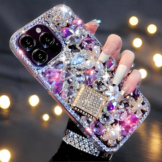 Bonitec 15 Compatible with iPhone Case Cute Bling Glitter Diamond - Luxury Designer Girly Aesthetic Rhinestone Cover