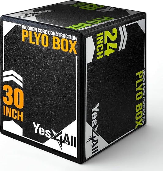 Yes4All 3-in-1 Soft-Padded Plyo Box With Wooden Core, Non-Slip Multi-Use Cushioned Plyometric Jump Box with Vinyl Cover for Jumping, Conditioning, Strength Training