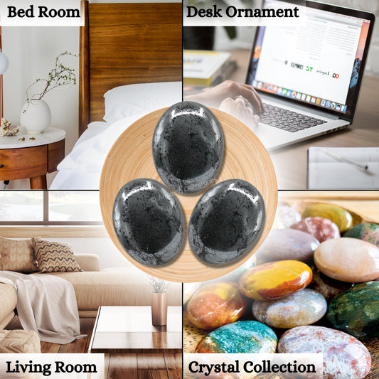 Amazing Gemstone Hematite Crystals and Healing Stones - Large Palm Stone Crystals Piedra - Crystal for Good Luck, Balanced Positive Energy, Meditation - Unique Stocking Stuffers Gifts for Women, Men
