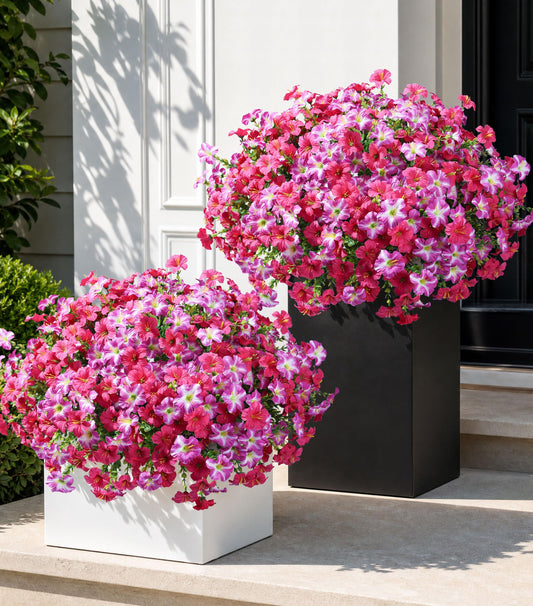 Artificial Flowers for Outdoors Decoration, 20 Bundles Faux Morning Glory with Eucalyptus Look Real UV Resistant Fake Plants Silk Flowers for Outside Yard Gardens Porch Patio Planter Home Urn, Mix