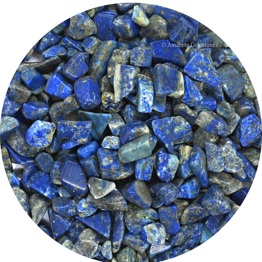 Amazing Gemstone Lapis Lazuli Crystal Chips and Tiny Crystals - Aquarium Gravel Rocks, Bulk Fish Tank Gravel, Small Tumbled Stone Chips for Decoration (Natural AAA Grade Gemstones)