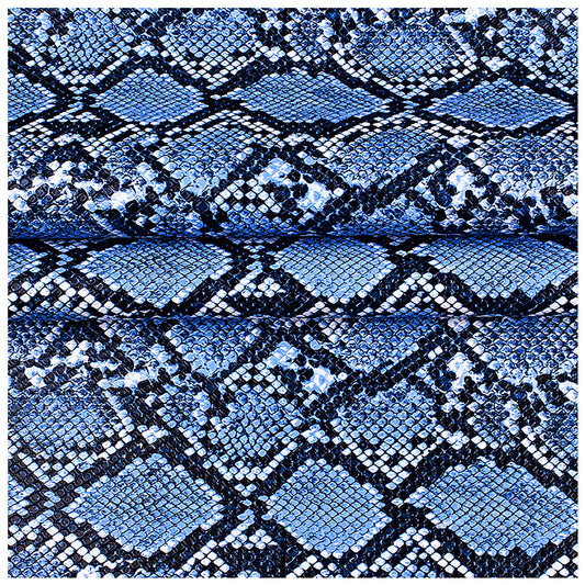 3D Anaconda Snake Skin Vinyl Faux Leather Upholstery Fabric By Meter, Embossed PU Fabric Leather Sheets for Earrings DIY Crafts Chairs Seats Sofa 54''x39'' 138x100cm(Color:Blue)