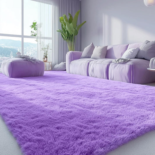 OLANLY Large Area Rug - Soft Fluffy Shaggy Carpet for Living Room & Bedroom | Machine Washable, Purple