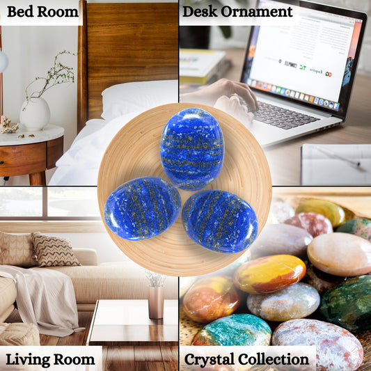 Amazing Gemstone Lapis Lazuli Crystals and Healing Stones - Large Palm Stone Crystals Piedra - Crystal for Good Luck, Balanced Positive Energy, Meditation - Unique Stocking Stuffers, Gifts for Women