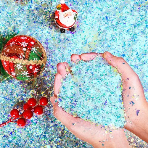 Aoriher Blue Glitter Fake Snow - Sparkling Artificial Snow for Christmas Crafts & Winter Decor | 0.55 lb