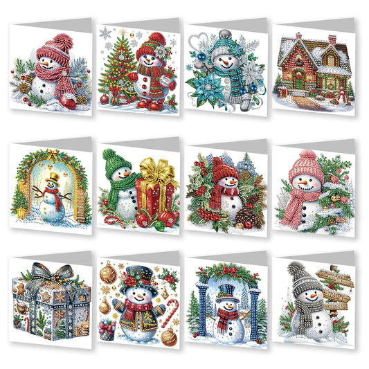 ARTopet 12Pcs DIY Greeting Card Diamond Art Painting Creative Design Foldable Thank You Cards Blessing Gift Folding Greeting Card Set for Birthday Christmas Crafts Gift