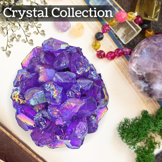 Amazing Gemstone Amethyst Aura Quartz Raw Crystals and Healing Stones, Natural Rocks for Meditation and DIY Raw Stones and Crystals (1 lb)