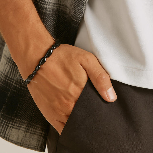 Amazing Gemstone Black Obsidian Bracelet for Women Men's Gifts - Chakra Protection Mens Bracelet - Black Obsidian Crystal Tumbled Stone Bracelet Gemstone Beaded Pulseras Para Hombres Mujer Christmas