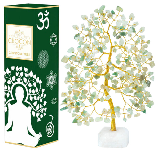 Crocon® Green Jade Crystals Tree of Life Rough Base, Birthday Gifts for Women, Home & Office Decor Money Tree Healing Crystals Women Gifts Ideas House Warming Gift Sister Unique Sage Green Decoration