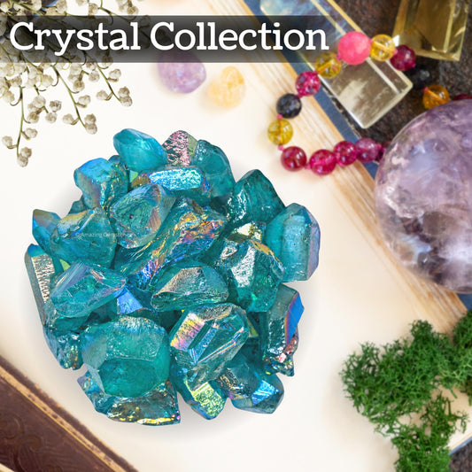 Amazing Gemstone Aqua Aura Quartz Raw Crystals and Healing Stones, Natural Rocks for Meditation and DIY Raw Stones and Crystals (1 lb)