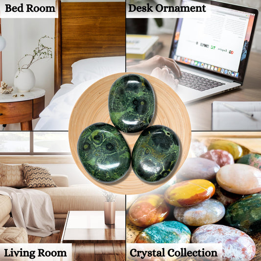 Amazing Gemstone Kambaba Jasper Crystals and Healing Stones - Large Palm Stone Crystals Piedra - Crystal for Good Luck, Balanced Positive Energy, Meditation - Unique Stocking Stuffers, Gifts for Women