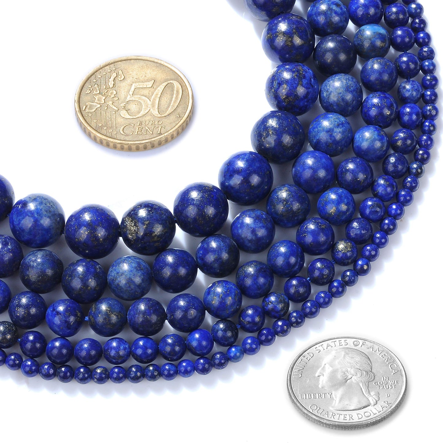 Natural Stone Beads 14mm Lapis Lazuli Gemstone Round Loose Beads Crystal Energy Stone Healing Power for Jewelry Making DIY,1 Strand 15"