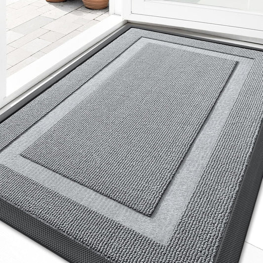 OLANLY Waterproof Front Door Mat - All-Season Indoor/Outdoor Doormat, Easy Clean, 33x21, Ash Gray