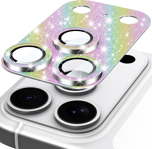 17 Suoman for iPhone Pro Max Camera Lens Protector, [All-in-one] [Strong-Adhesion] Bling Glitter Independent Metal