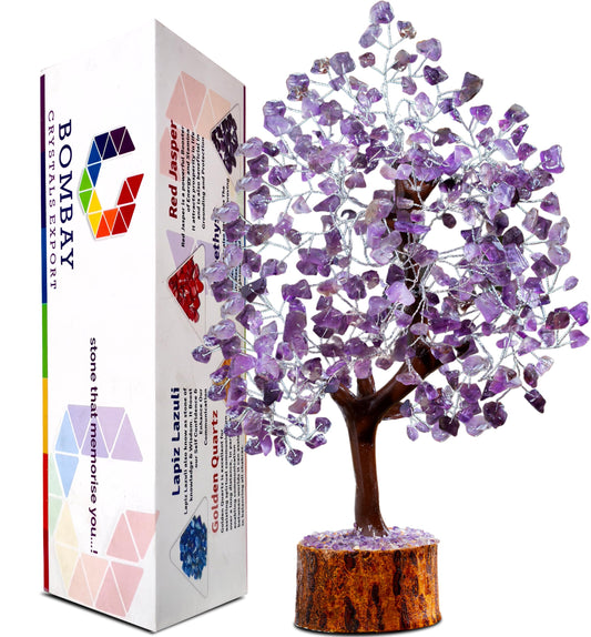 Amethyst Crystal of Life with Silver Wire, Feng Shui Gemstone Bonsai Chakra Tree for Healingof Life Decor, Spiritual Crystal Gifts for Women and Men, Moneyfor Meditation and Reiki