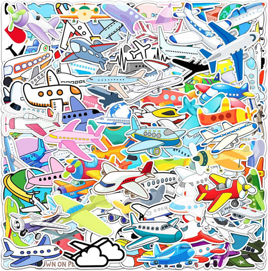 100 Set Pcs Airplane Stickers for Adults Teens, Airplane Party Supplies, Aircraft Waterproof Viny Stickers and Decals