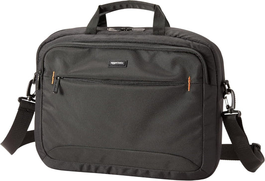 Amazon Basics 15.6 in Laptop Bag with Shoulder Strap and Handle, Large Capacity, Spacious Compartments, Black