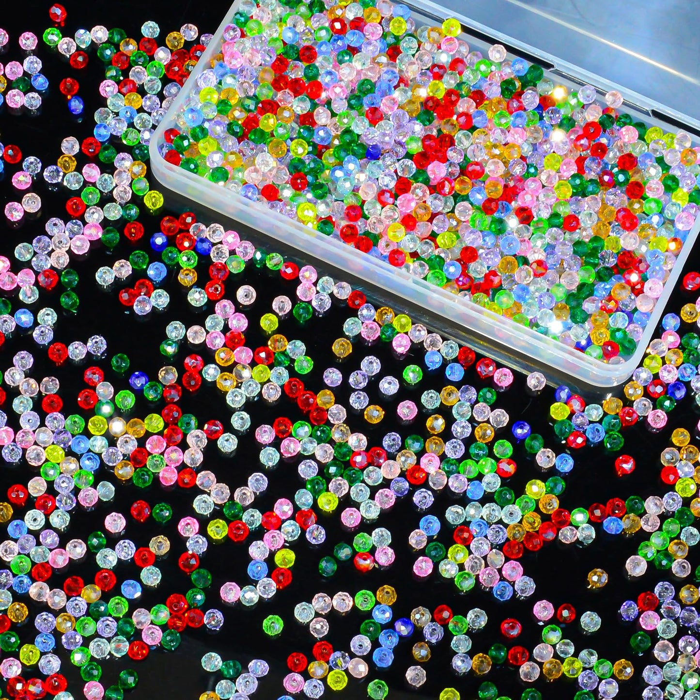 Laopottbeads 1200Pcs 4mm Colors Random Crystal Glass Beads for Jewelry Making Beads for Bracelets Necklace Pendants Making Supplies(Mixed Colors)