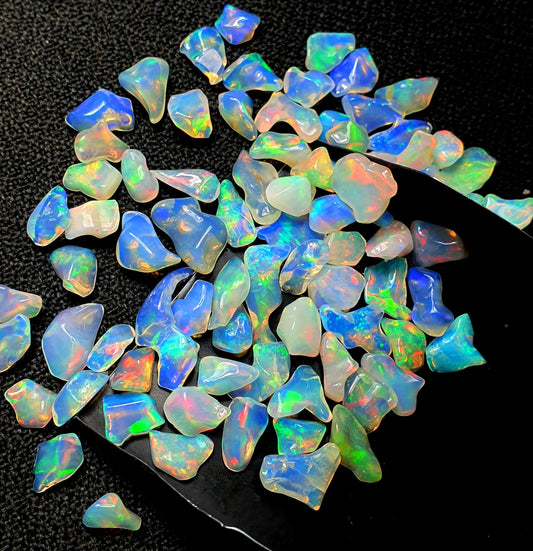 RARE GEMSTONE Ethiopian Opal Rough Gemstones, Rare Multi-Color Fire, Uneven Shape, Genuine, Loose & Rough for Jewelry Making, 10 Pieces (5x6-12x16 MM)