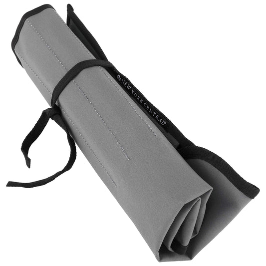 New York Central Professional Paint Brush Roll Up Case and Art Brush Organizer, Waterproof, LightWeight, Breathable and Tough, 20"X20" 3/8" Unrolled, Gray with Black Piping