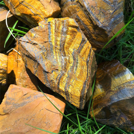 1Lb Natural Raw Tiger Eyes Crystal Stone, Rough Tiger Eye Gemstone, Gold Tiger Eyes Rocks for Cabbing, Tumbling, Cutting, Lapidary, Polishing, Reiki Crystal Healing