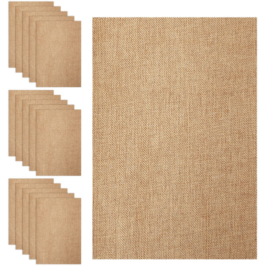 18 Sheets Printable Natural Burlap Paper Pad, 8.5 x 11 Inch Scrapbooking Supplies Laminated Burlap Paper Cardstock Vintage Craft Scrapbook Printable Sheets for Print