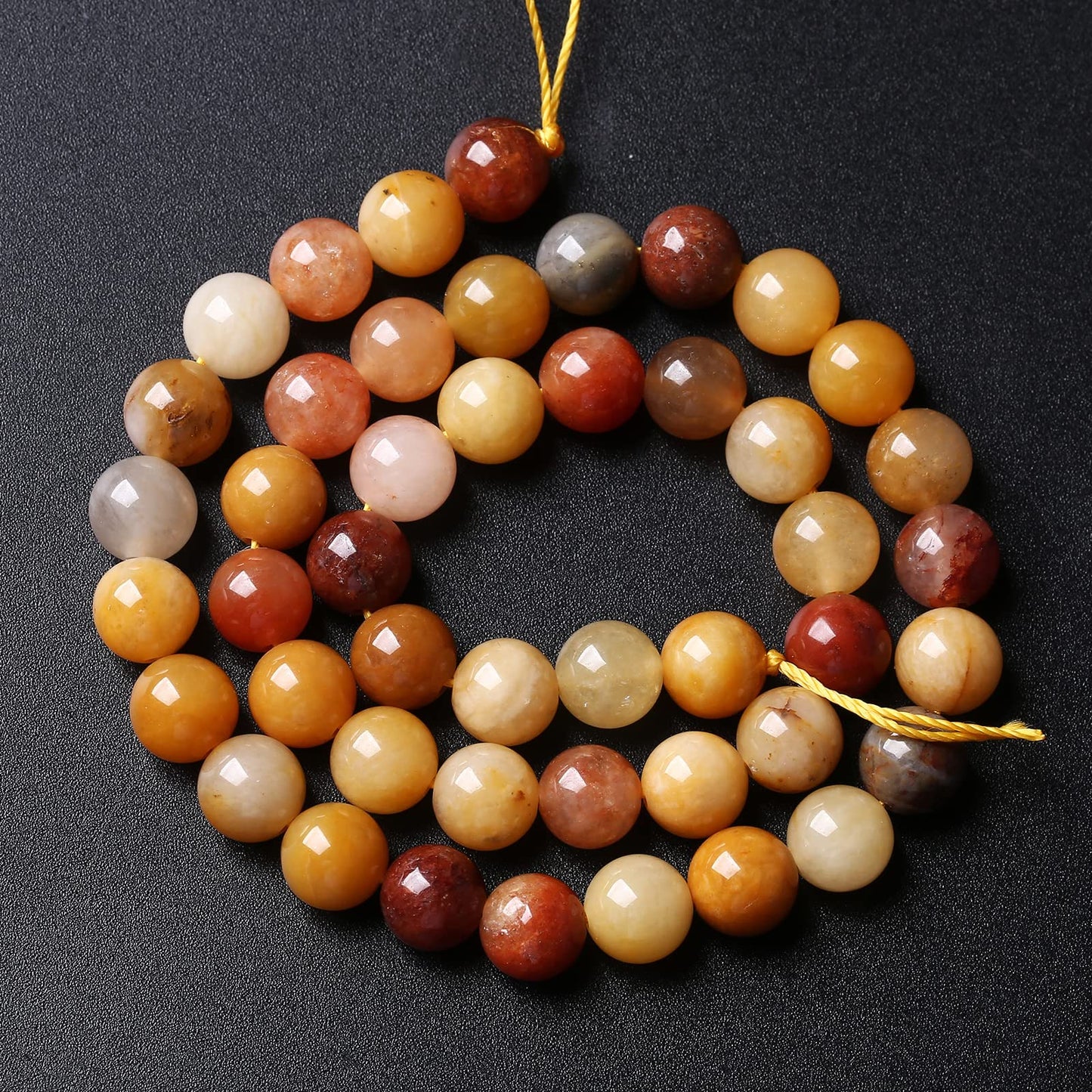 10MM 38PCS Natural Stone Golden Thread Jade Crystal Loose Beads for Jewelry Making DIY Bracelet Necklace 1 Strand 15’’