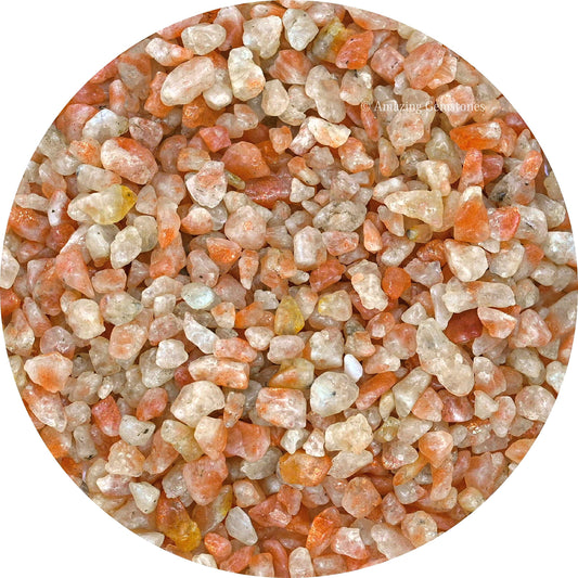 Amazing Gemstone Sunstone Crystal Chips Aquarium Gravel Rocks - 1000+ Carat Sunstone Chips Bulk Fish Tank Gravel, Small Tumbled Stone Chips, Tiny Crystals for Decoration (Natural AAA Grade Gemstones)