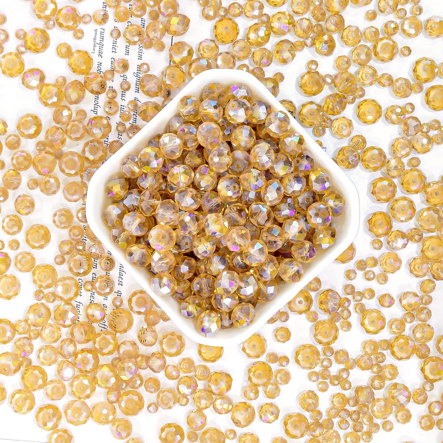 Laopottbeads 460Pcs 8mm Crystal Glass Beads for Jewelry Making Beads for Bracelets Necklace Pendants Making Supplies(Gold Champagne)