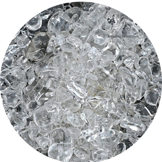 Amazing Gemstone Clear Quartz Crystal Chips Aquarium Gravel Rocks - 1000+ Carat Clear Quartz Chips Bulk Fish Tank Gravel, Small Tumbled Stone Chips and Tiny Crystals for Decoration (Natural AAA Grade)