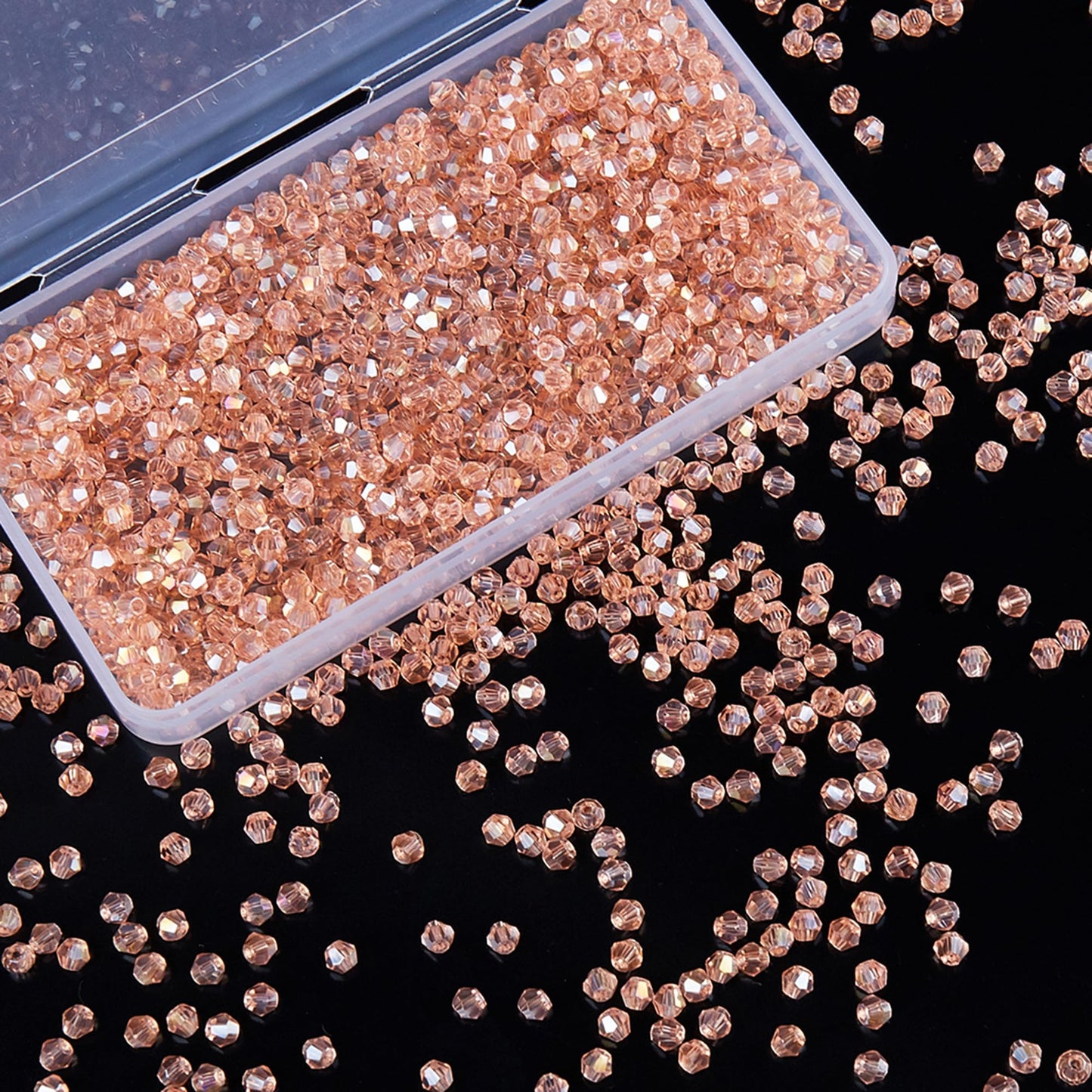 Laopottbeads 1100PCS 4mm Bicone Crystal Glass Beads for Jewelry Making, Sparkling Mini Beads for Suncatchers, DIY Bracelets & Craft Projects (Pink)