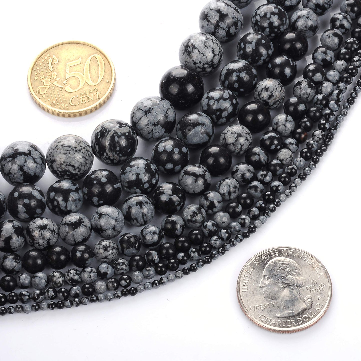 Natural Stone Beads 6mm Snowflake Gemstone Round Loose Beads Crystal Energy Stone Healing Power for Jewelry Making DIY,1 Strand 15"