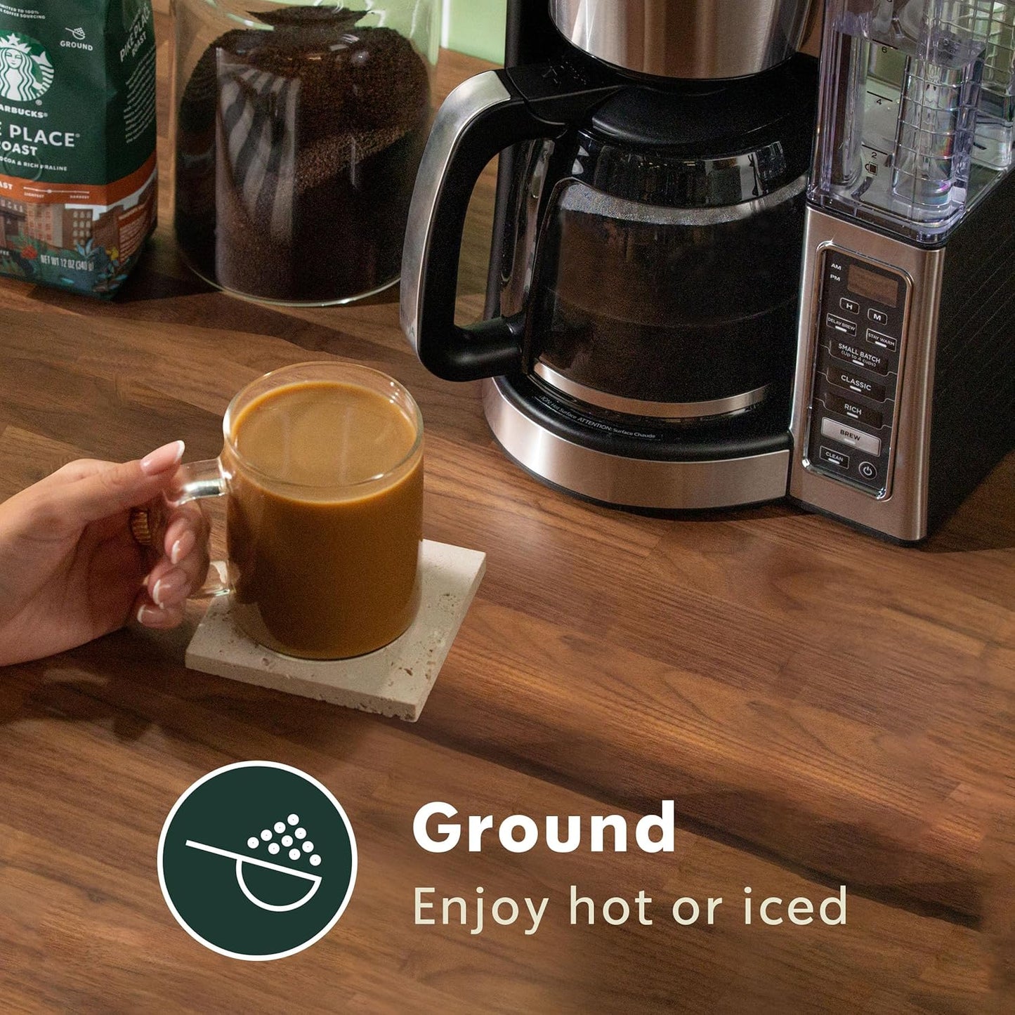 Starbucks Ground Coffee - Dark Roast Espresso Blend for Hot or Iced Beverages | 12 oz