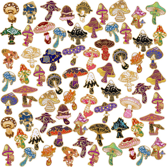 Thiccywoov 120 Pcs Iron on for Clothing Patches Mini Retro Patches Appliques Iron on Sew on Embroidered Stickers for DIY Gift Jackets Jeans Backpacks Hats Dress Pants Shoes Craft (Mushroom)
