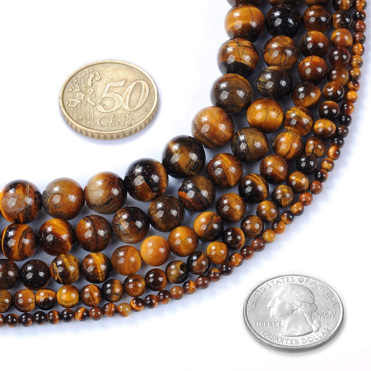 Natural Stone Beads 14mm Yellow Tiger Eye Gemstone Round Loose Beads Crystal Energy Stone Healing Power for Jewelry Making DIY,1 Strand 15"