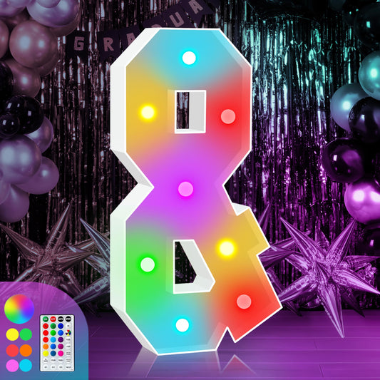 ZEELY 3FT Colorful Marquee Light Up Letter &, 18 Colors Light Up Letters Alphabet Sign with Remote, Light Up Sign for Marry Me Wedding Party Decoration Baby Anniversaries, Pre-Cut Foam Board Set