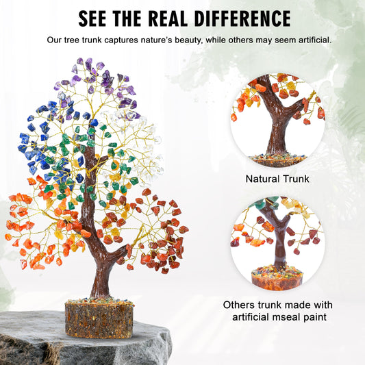 Crocon® Natural Trunk 7 Chakra Crystals Tree of Life, Birthday Gifts for Women, Men & Friends, Crystals & Healing Stones, Home Decor, Men Gift Ideas, House Warming Gifts New Home for Mom & Sister