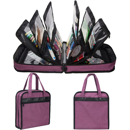 PACMAXI Sewing Accessories Storage Bag, Knitting, Craft Tools and Accessories Organizer, Roomy Carrying Bag for Sewing Tools and Accessories(Purple)