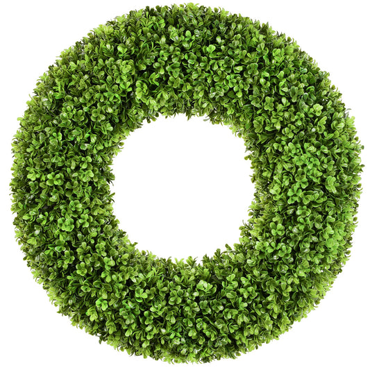 DDHS 20''Boxwood Wreaths for Front Door，Artificial Spring Wreaths for Farmhouse Wedding Green Year Round Indoor Outdoor for Fall Summer Christmas Wreath Home Decorations-Green