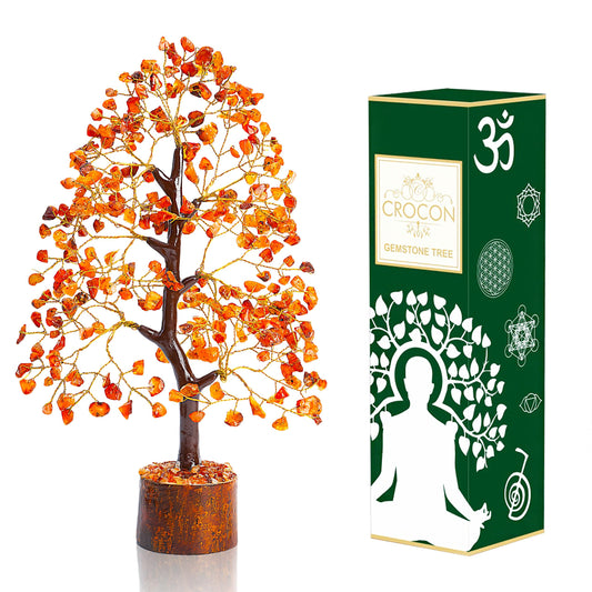 Crocon® Carnelian Crystals Tree, Birthday Gifts for Women, House Warming Gifts New Home Decor, Healing Crystals Spiritual Present, Birthday Gift for Mom, Orange Decor, Gemstones Money Tree Positivity