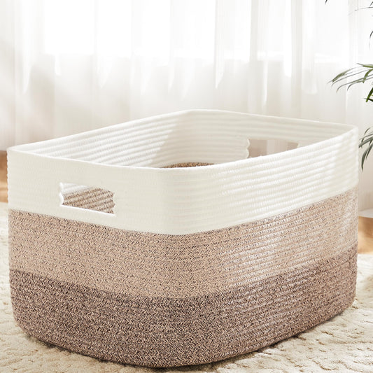 Artfeel Blanket Basket,Rectangle Woven Baskets for Storage,65L Laundry Basket for Decorative Nursery Blanket,Toys,Dirty Clothes and Magazine in Shelves,Baby Room,and Living Room