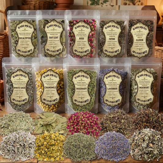 10 Pack Large Dried Flowers Set –Bulk Herbs for Witchcraft Supplies, Used Potpourri Simmer Pot, Spell Jar, Candle Soap Making, DIY Crafts – Lavender, Rose, White Sage, and More, Each Bag Above 4.41oz