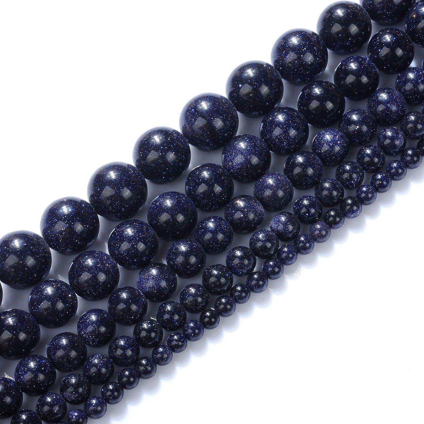Natural Stone Beads 6mm Blue Sand Stone Round Loose Beads Crystal Energy Stone Healing Power for Jewelry Making DIY,1 Strand 15"