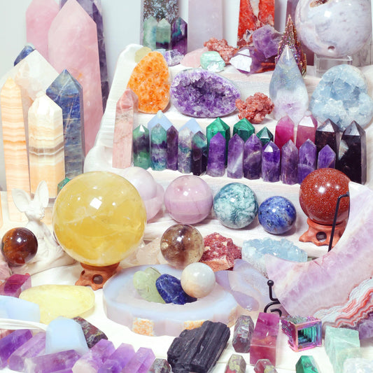 CrystalHola 6lb Mystery Crystal Box, Randomly Selected with Polished Natural Crystal, Including Sphere, Tower, Freeform Crystals for Home Office Decoration, Birthday Gifts